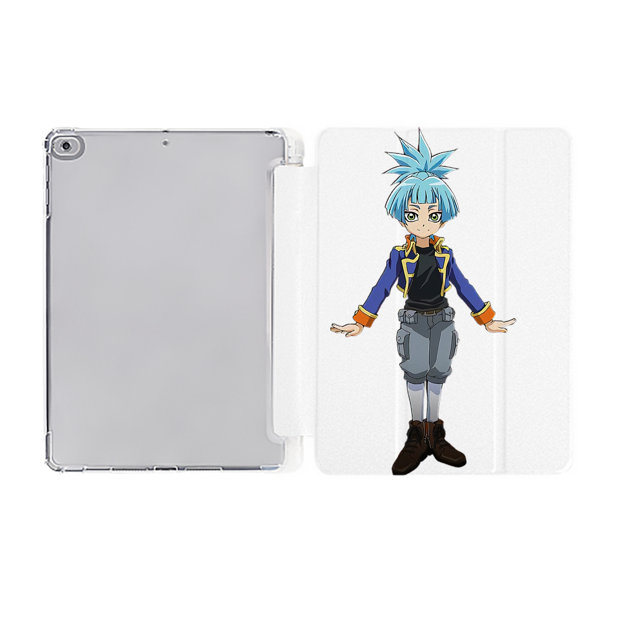（画像用） 遊☆戯☆王 Yu-Gi-Oh! IPad ケース ペン収納付き 三つ折りスタンド PUレザー×シリコン 対応機種9.5/10.5/10.9インチ